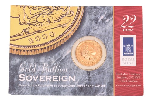 Lot 65 - A 2000 full Sovereign, the obverse with Queen...