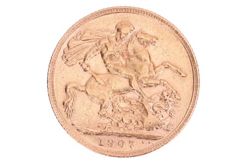 Lot 66 - A 1907 full Sovereign, the obverse with Edward...