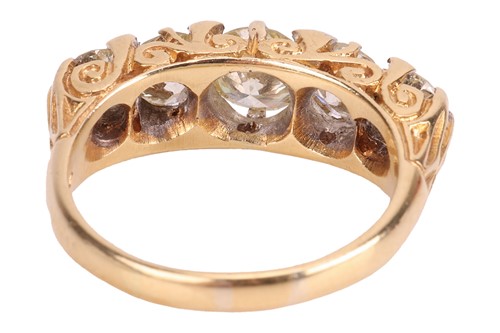 Lot A diamond-set half hoop ring, set with five...