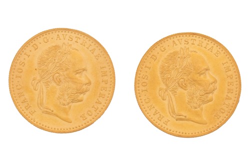 Lot 243 - Two Austrian 1915 one ducat coins; Franz...