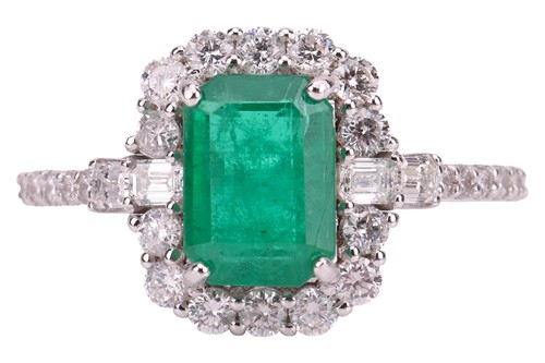 Lot An emerald and diamond-set cluster ring,...