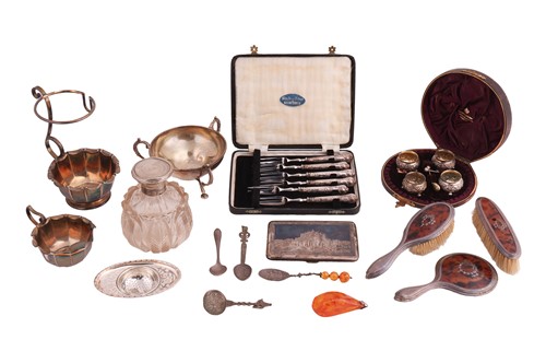 Lot 90 - A mixed group of silver and silver plate items;...