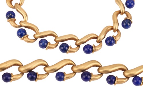 Lot A fancy link necklace and bracelet set with...
