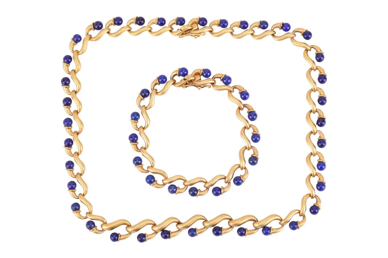 Lot A fancy link necklace and bracelet set with...