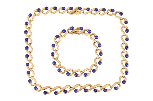 Lot A fancy link necklace and bracelet set with...
