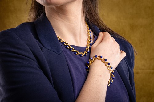 Lot A fancy link necklace and bracelet set with...