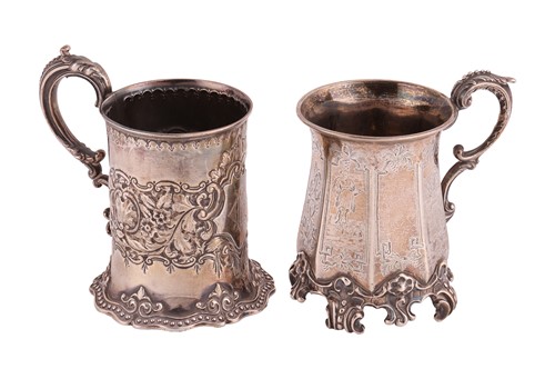 Lot Two Victorian silver christening cups; one...