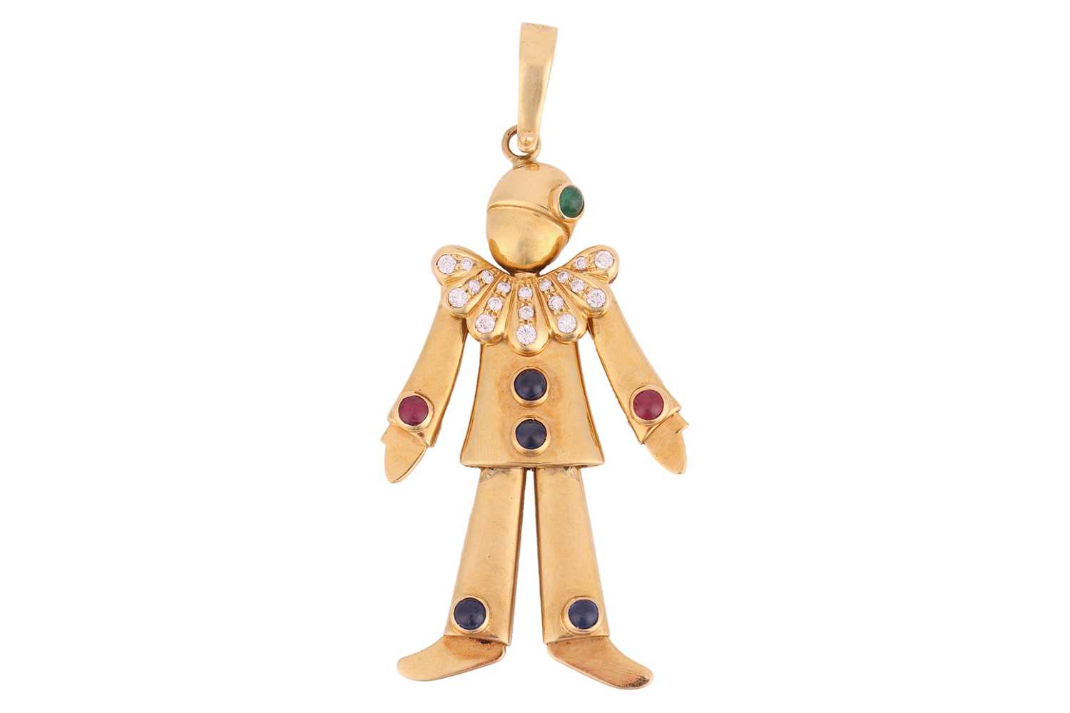 Lot 56 - A gem-set clown pendant, of stylised design...