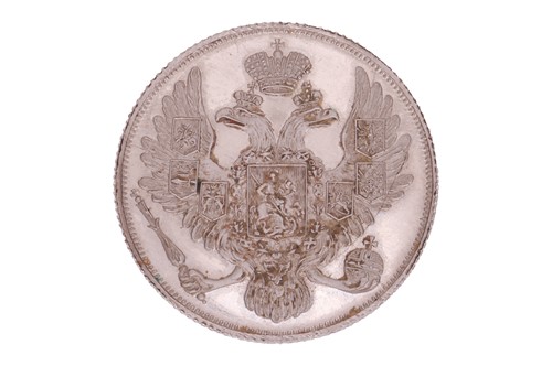 Lot 68 - Russia, Nicholas I, 3 Roubles, in platinum,...