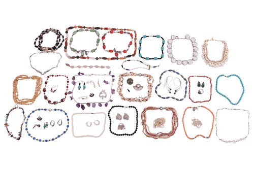 Lot 13 - A quantity of silver, white metal and beaded...