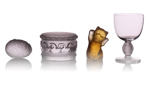 Lot 180 - A Lalique clear and frosted glass cylindrical...