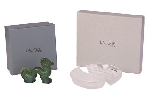 Lot 178 - A pair of Lalique 'Yin Yang' crystal glass...