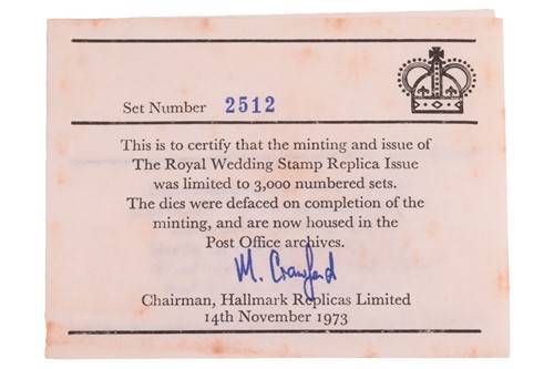 Lot 249 - 1973 The Royal Wedding Stamp Replicas,...