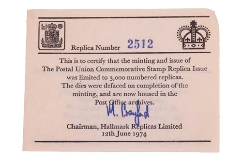 Lot 247 - The Postal Union Commemorative Stamp Replica...