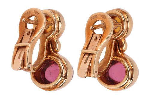 Lot Bulgari - a pair of gem-set drop earrings,...