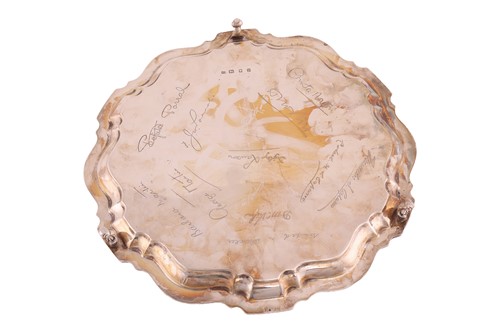 Lot 255 - A silver salver, of circular form with...