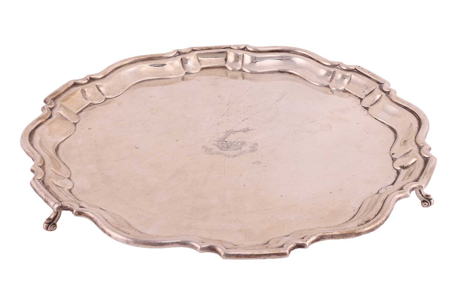 Lot 255 - A silver salver, of circular form with...