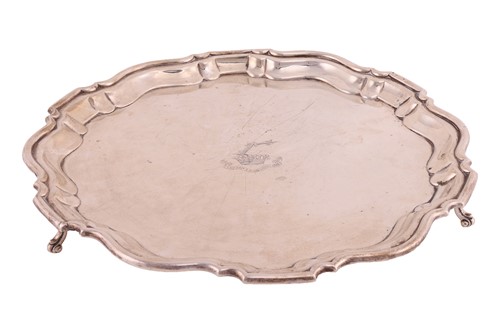 Lot 255 - A silver salver, of circular form with...