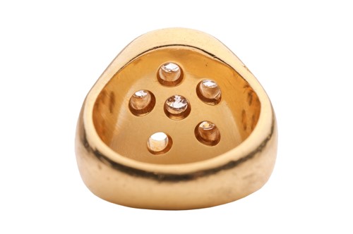 Lot A diamond-set signet ring The oval plaque...