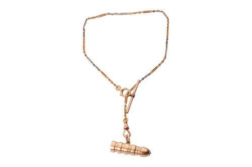 Lot A pencil fob and chain; the reeded...