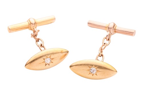 Lot 150 - A pair of diamond-set cufflinks; each...