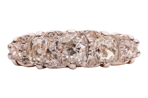 Lot An old-cut diamond half hoop ring, with an...