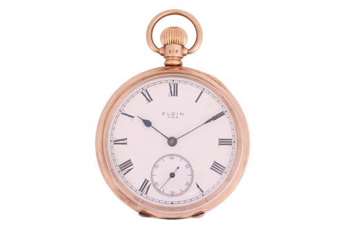 Lot 227 - Elgin – A 9ct Gold Open Face Pocket Watch...