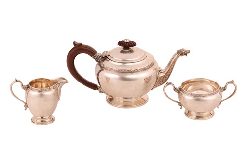 Lot 266 - A silver three-piece bachelor tea set, by...
