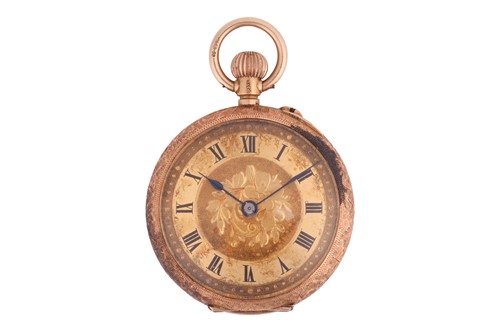 Lot 225 - A 9ct Gold Open Face Pocket Watch, of Foliate...