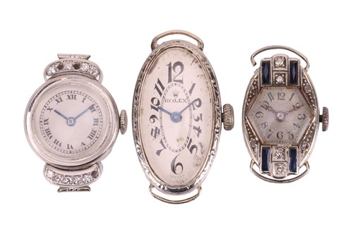 Lot 50 - Three Dress Watches; The first a colourless...