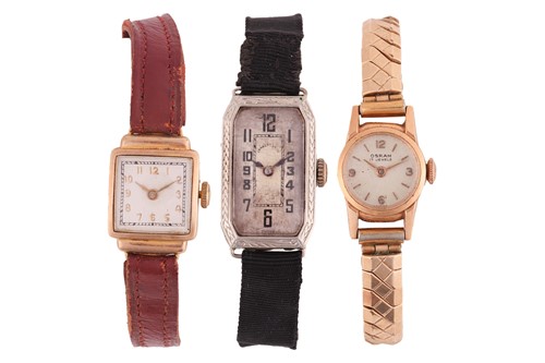 Lot 51 - Three Watches; The first a 9ct gold watch, in...