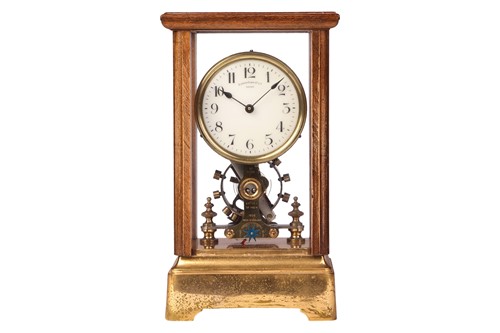 Lot A 1906 electro-magnetic brass mantel clock, by...