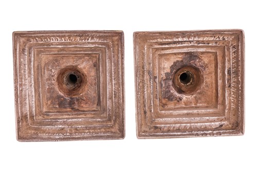 Lot 288 - A pair of George III cast silver candlesticks,...
