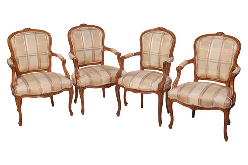 Lot 22 - A set of four French-style walnut open...