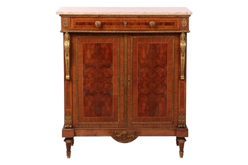 Lot A French burr walnut and inlaid Empire-style...