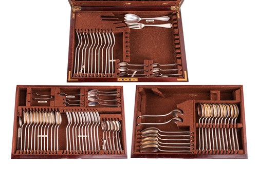 Lot 293 - A two-drawer canteen containing a composite...