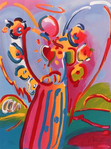 Lot 96 - Peter Max (American, b.1937) Angel with Heart...