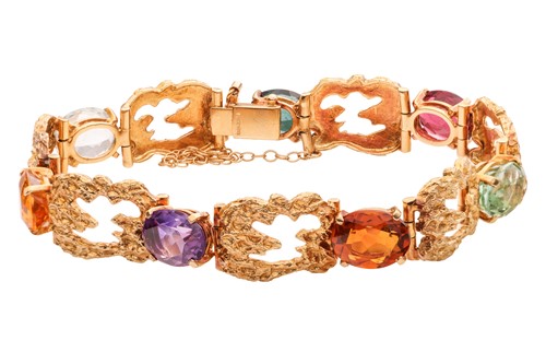 Lot A Modernist gem-set bracelet in 18ct gold,...