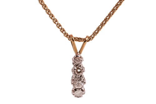 Lot 171 - A diamond pendant necklace, the 9ct yellow...