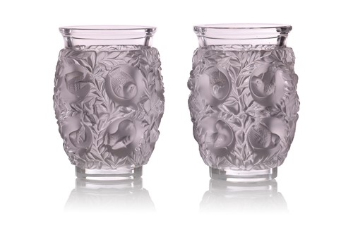 Lot 168 - Lalique: a pair of 'Bagatelle' pattern clear...