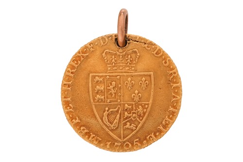 Lot 25 - A George III Guinea, dated 1795, pierced with...
