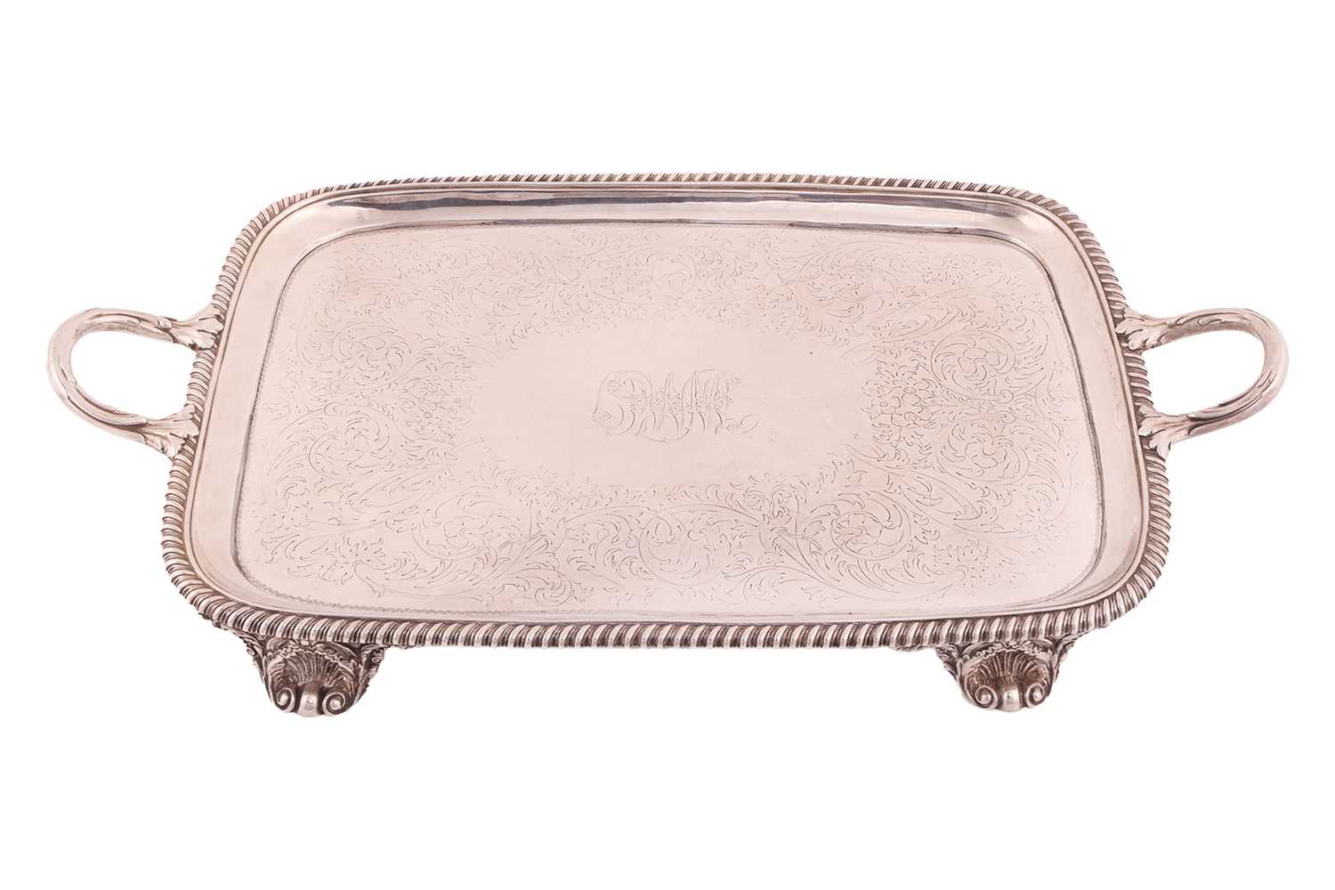 Lot 290 - A William IV silver tray, London 1834, maker’s...