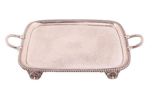 Lot 290 - A William IV silver tray, London 1834, maker’s...