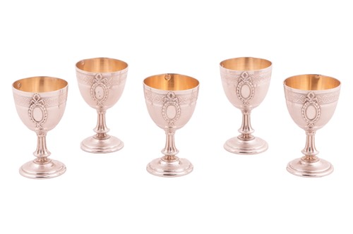 Lot 321 - A set of five cups by Emile Puiforcat,...