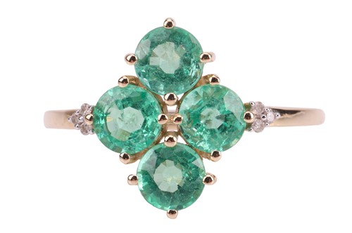 Lot 69 - An emerald-set ring, composed of four...