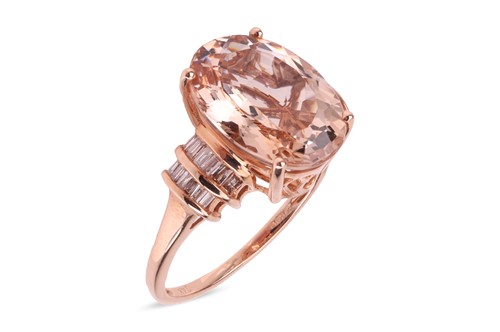 Lot 204 - A morganite dress ring in 14ct rose gold,...