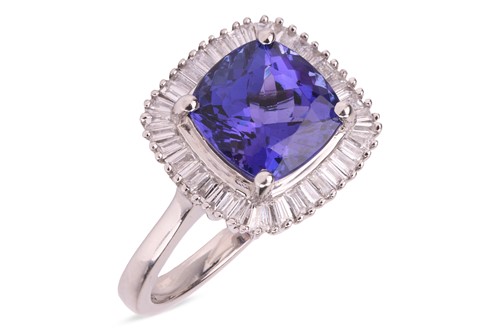 Lot 231 - A tanzanite ballerina ring in platinum, the...
