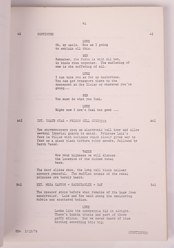 Lot 136 - Star Wars: a pre-production 'revised...