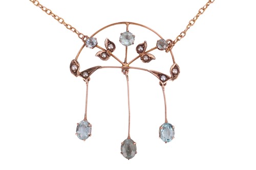 Lot 46 - An Edwardian gem-set floral necklace, the half-...