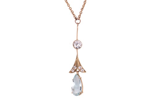 Lot 63 - An Edwardian aquamarine and white sapphire...